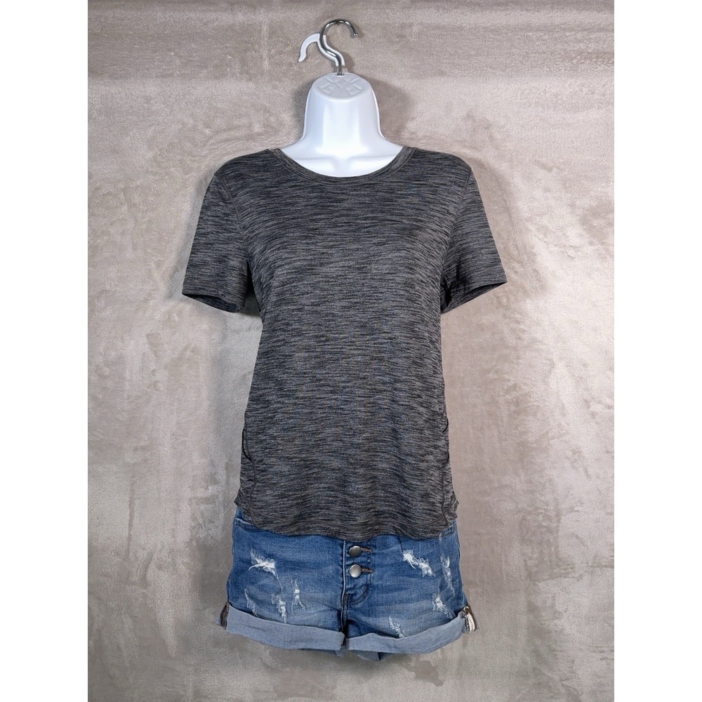 Lululemon Long Distance Shirt Womens Size 10 Gray Striped Performance Yoga